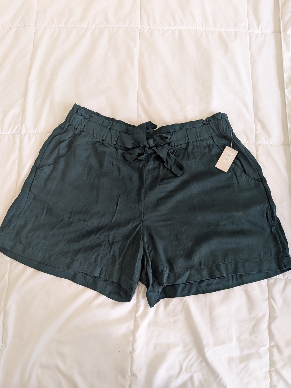 Lux Maurices Dark Teal High-Waist Drawstring Shorts